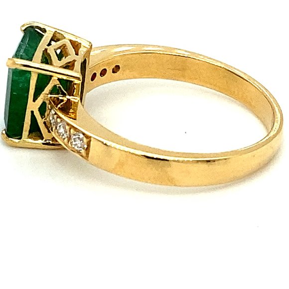 GIA Cert Emerald 3.70ct Diamonds 18K Gold Ring - Picture 9 of 10